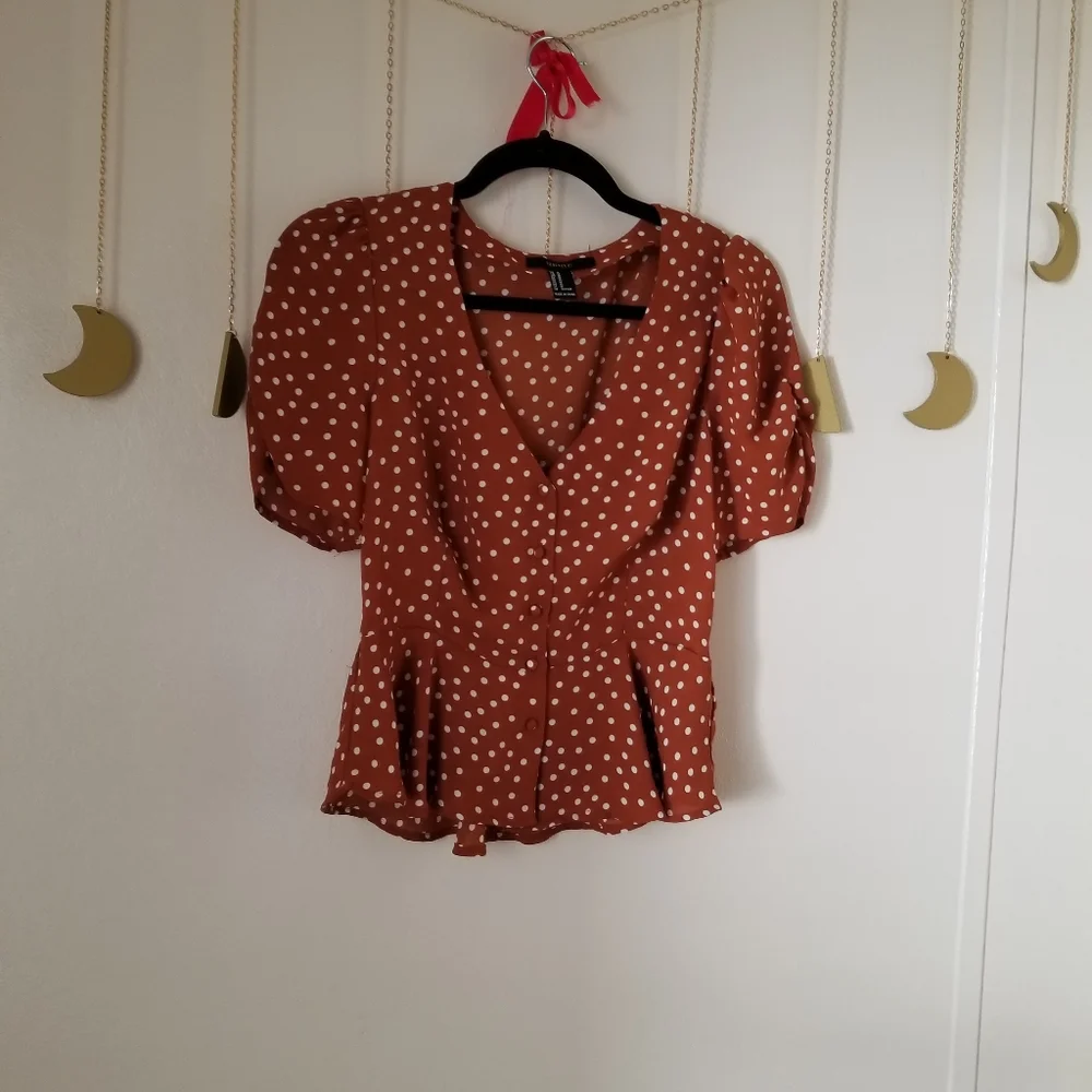 Forever 21 Polka Dot Blouse - Picture 3 of 6